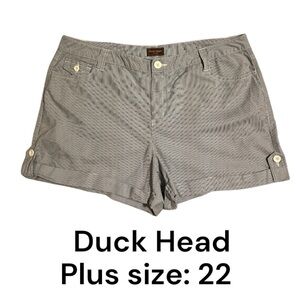 DUCK HEAD NAVY BLUE/WHITE FINE STRIPE SHORTS PLUS SIZE: 22 #L